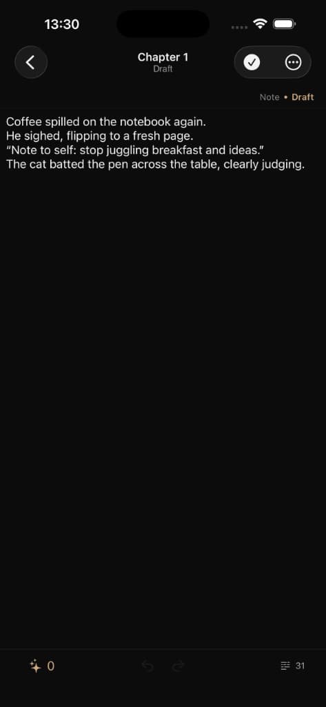 Talelay draft editor – dark